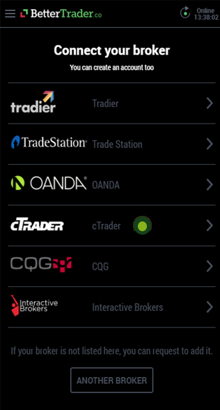 cTrader account at BetterTrader trading app