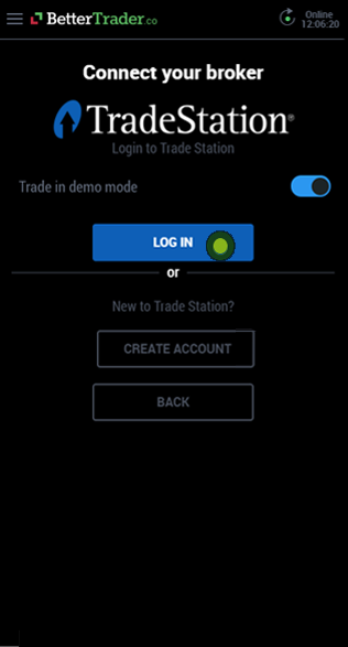 Login TradeStation account at BetterTrader trading app