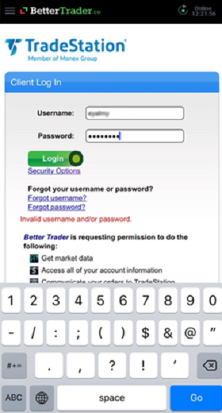 Username and password to link tradestation at bettertrader trading app