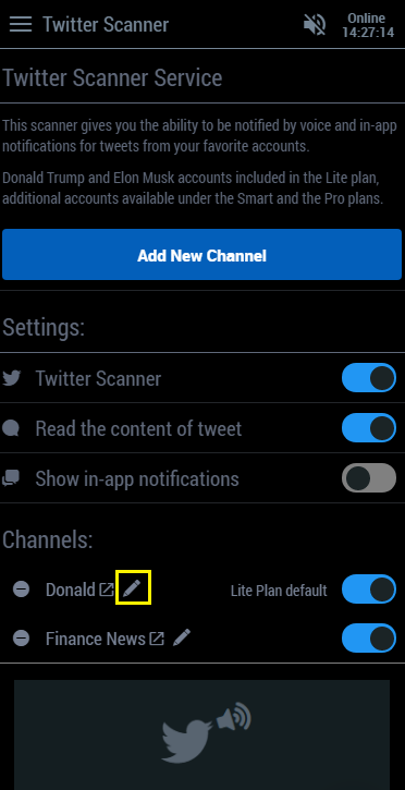 Edit the channels on your list