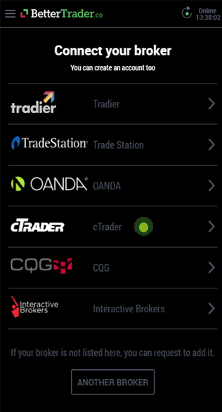 Link your cTrader at BetterTrader trading app