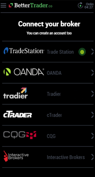 Link your TradeStation at BetterTrader trading app